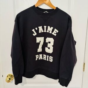 H&M Divided Black J’aime Paris 73 Varsity Graphic Crewneck Sweatshirt Size M